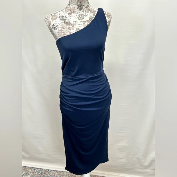 SOCIALITE Navy blue one shoulder‎ mini dress size M. - Picture 10 of 15